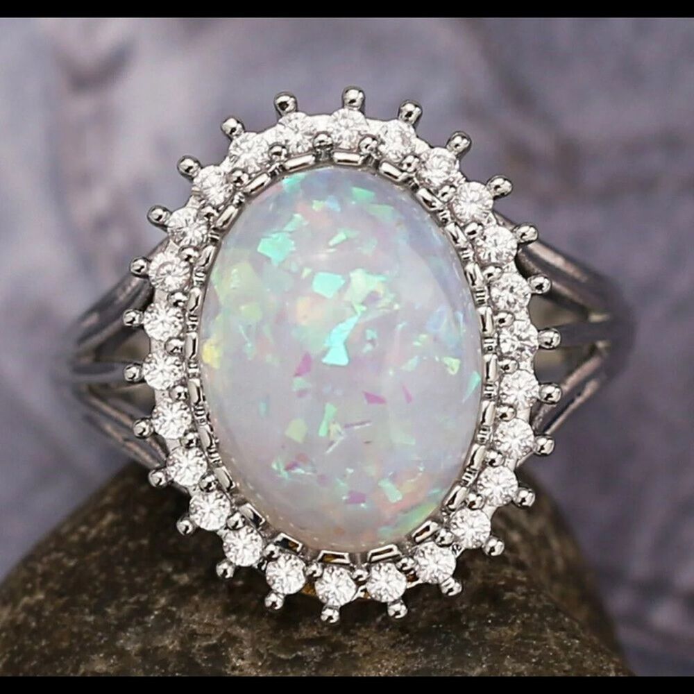 Opal wedding ring 925